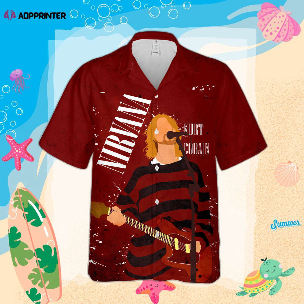 Nirvana Merch Posters Collage Cuban Hawaiian Shirt