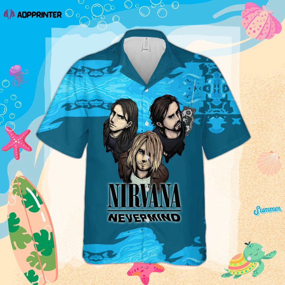 Nirvana Merch Kurt Cobain Art Pattern Rock Music Cuban Shirt Premium Unique Hawaiian Shirt