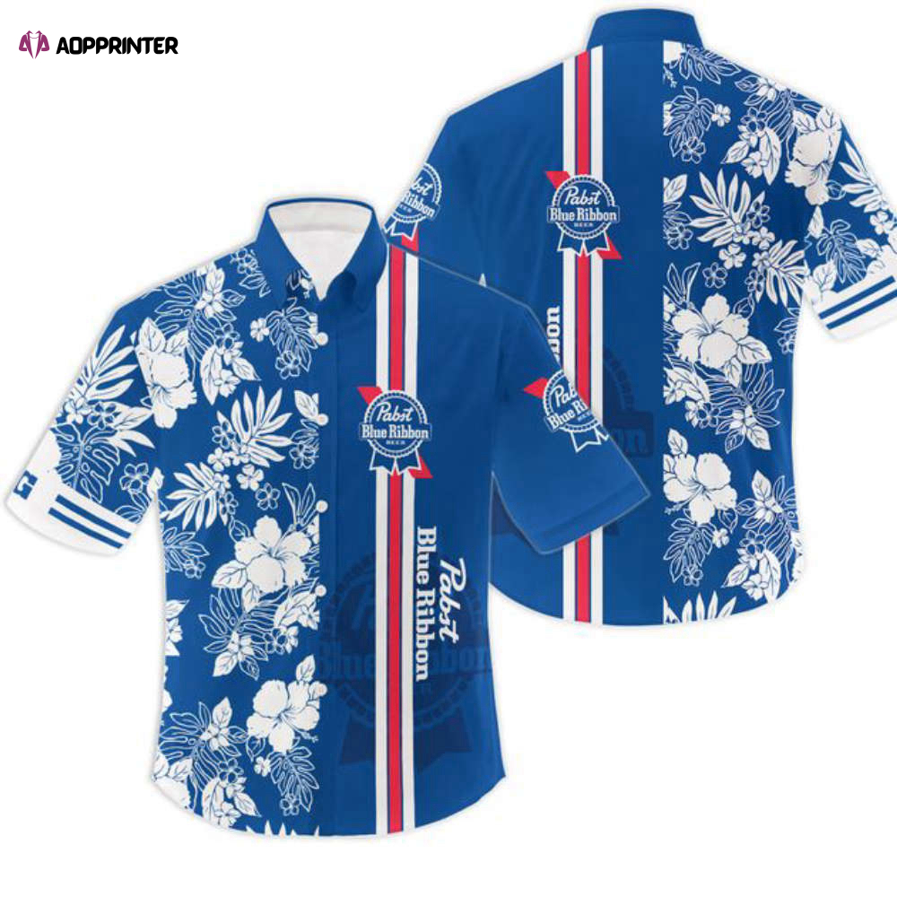 Personalized Tropical Hibiscus Pabst Blue Ribbon Hawaii Shirt