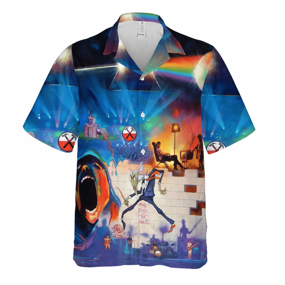 Pink Floyd The Wall Poster Triangle Rainbow Art Cuban Shirt Premium Hawaiian Shirt