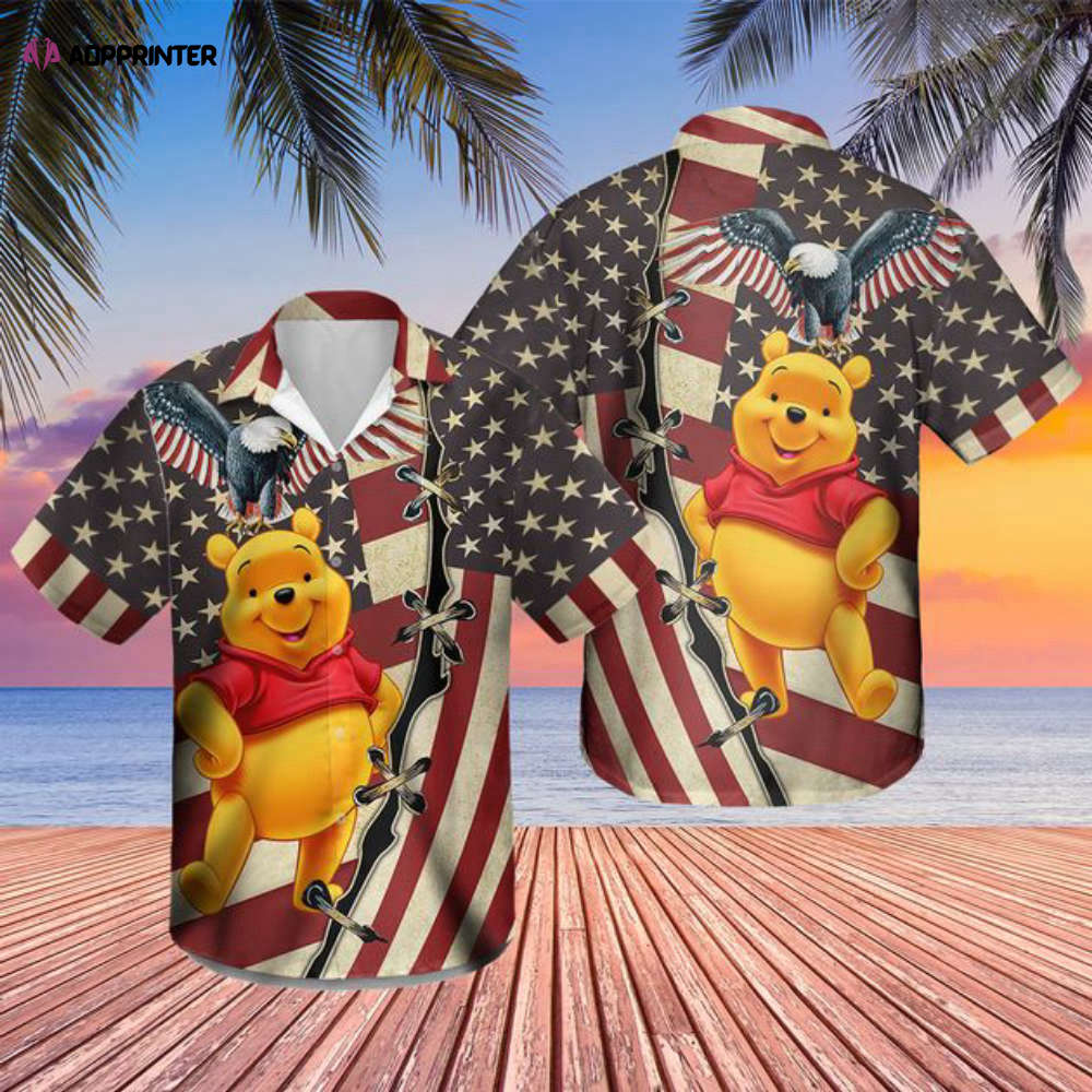 Pooh Bear Hawaiian shirt 4th July US Flag Patriot Day Disney Winnie the Pooh Hawaii shirt