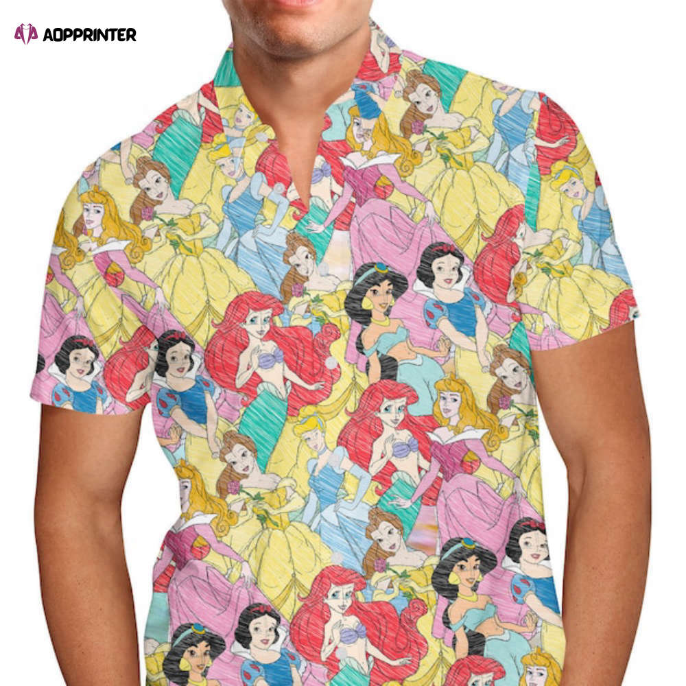 Princess Sketches Disney Inspired – Men’s Button Down Hawaiians Shirt