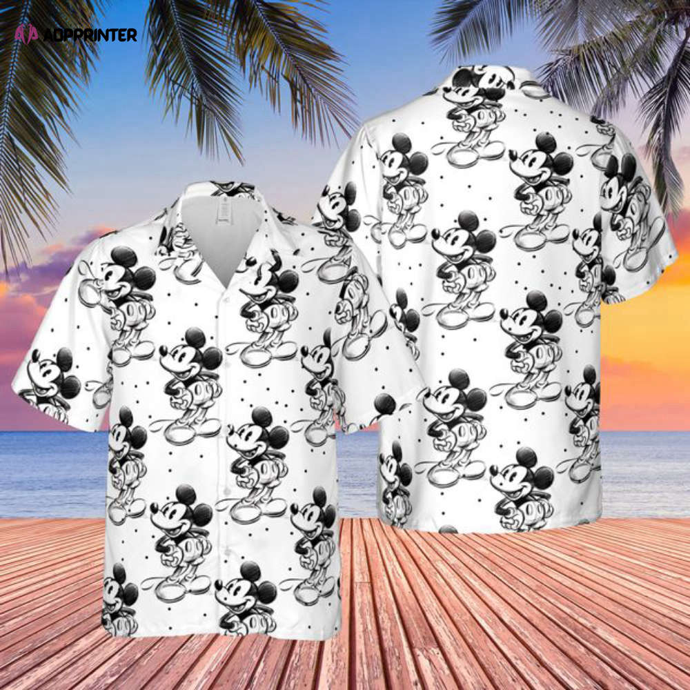 Sketch of Mickey Mouse – Disney Inspired Men’s Button Down Short-Sleeved Shirt
