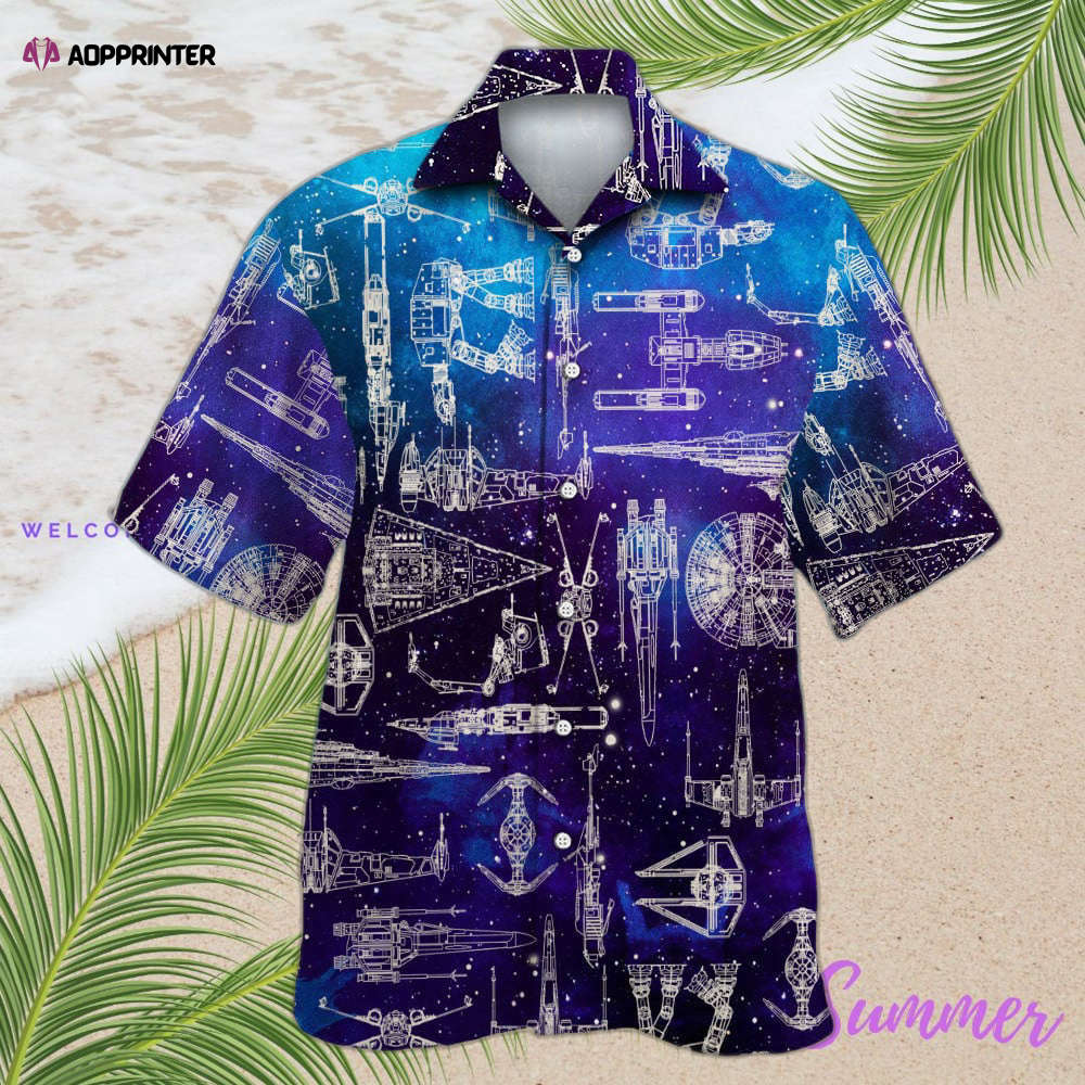 Space Ships Star Wars Galaxy Hawaiian Shirt Shorts Summer 2023 Hot