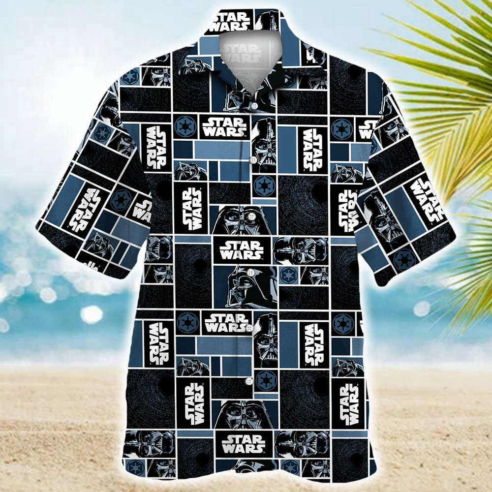 Star Wars Darth Vader Geometric Pattern Black Hawaiian Shirt Shorts Summer 2023 Hot