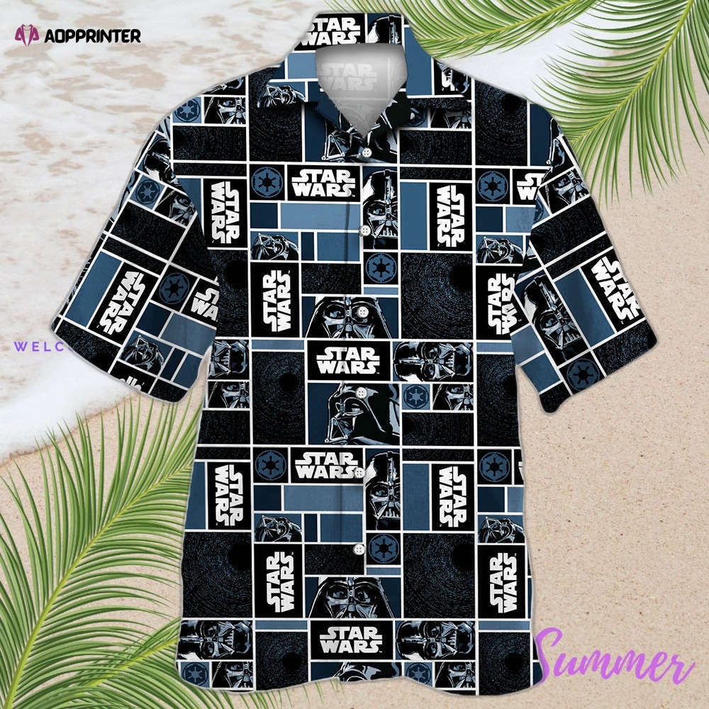 Star Wars Darth Vader Geometric Pattern Black Hawaiian Shirt Shorts Summer 2023 Hot