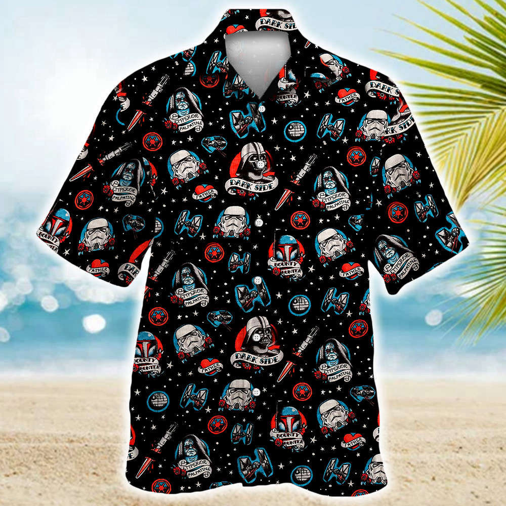 Star Wars Darth Vader Storm Trooper Dark Side Black Hawaiian Shirt Shorts Summer 2023 Hot