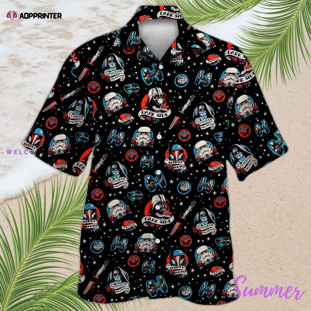 Star Wars Darth Vader Storm Trooper Dark Side Black Hawaiian Shirt Shorts Summer 2023 Hot