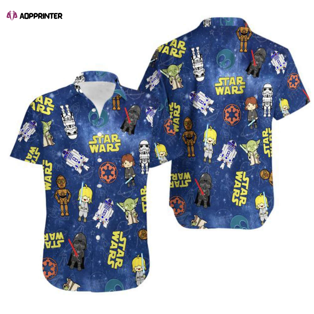 Star Wars Hawaiian Button Down Shirt, Star Wars Aloha Shirt, Star Wars Beach Shirt