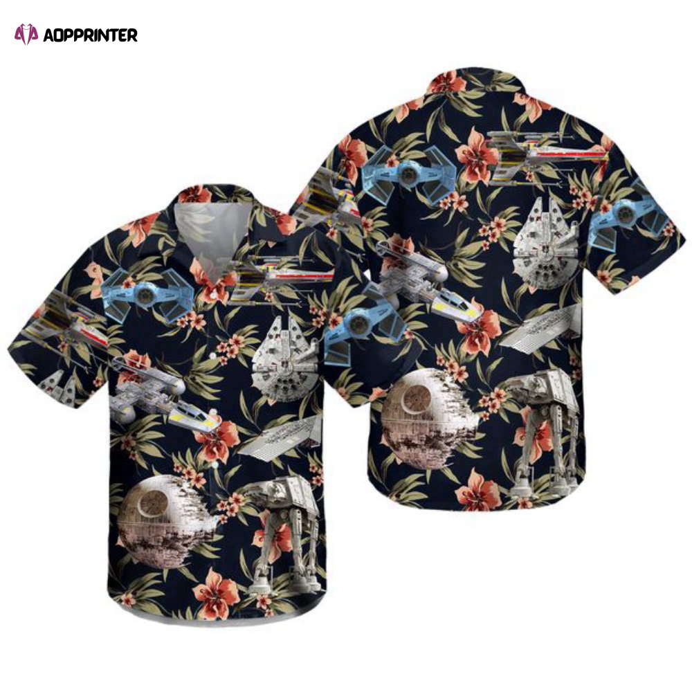 Star Wars Floral Aloha Hawaiian Button Down Shirt