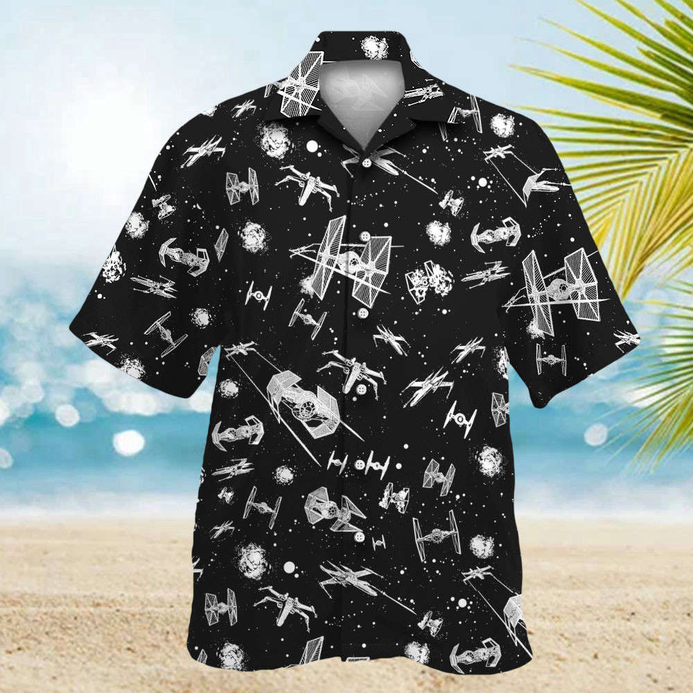 Star Wars Spacecraft Pattern Hawaiian Shirt Shorts Summer 2023 Hot