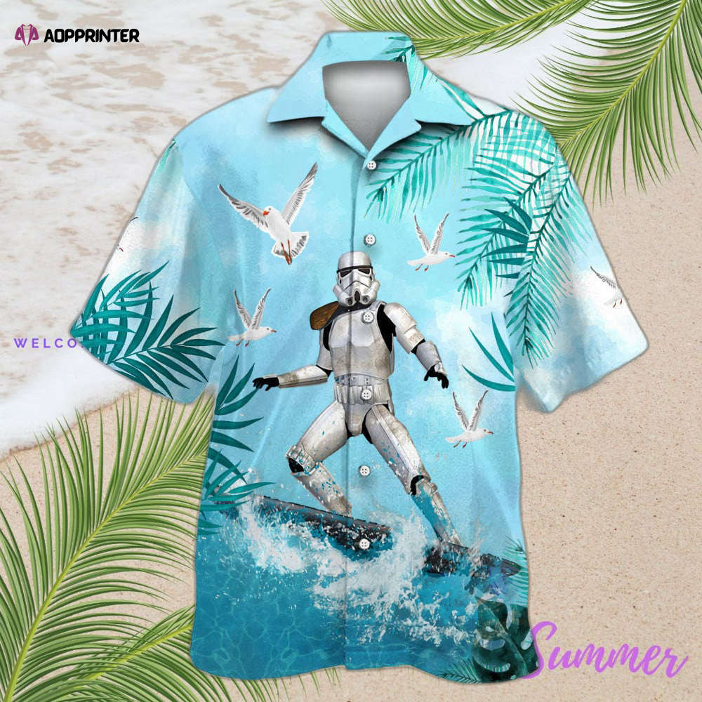 Star Wars Stormtrooper Surfing Hawaiian Shirt Shorts Summer 2023 Hot