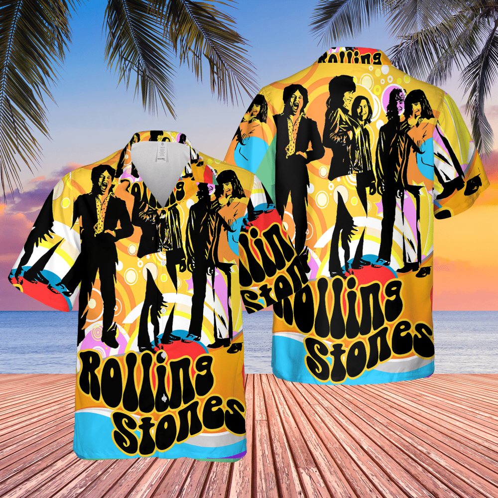 The Rolling Stones Poster 70’s Rock ‘n Roll Hawaiian Shirt