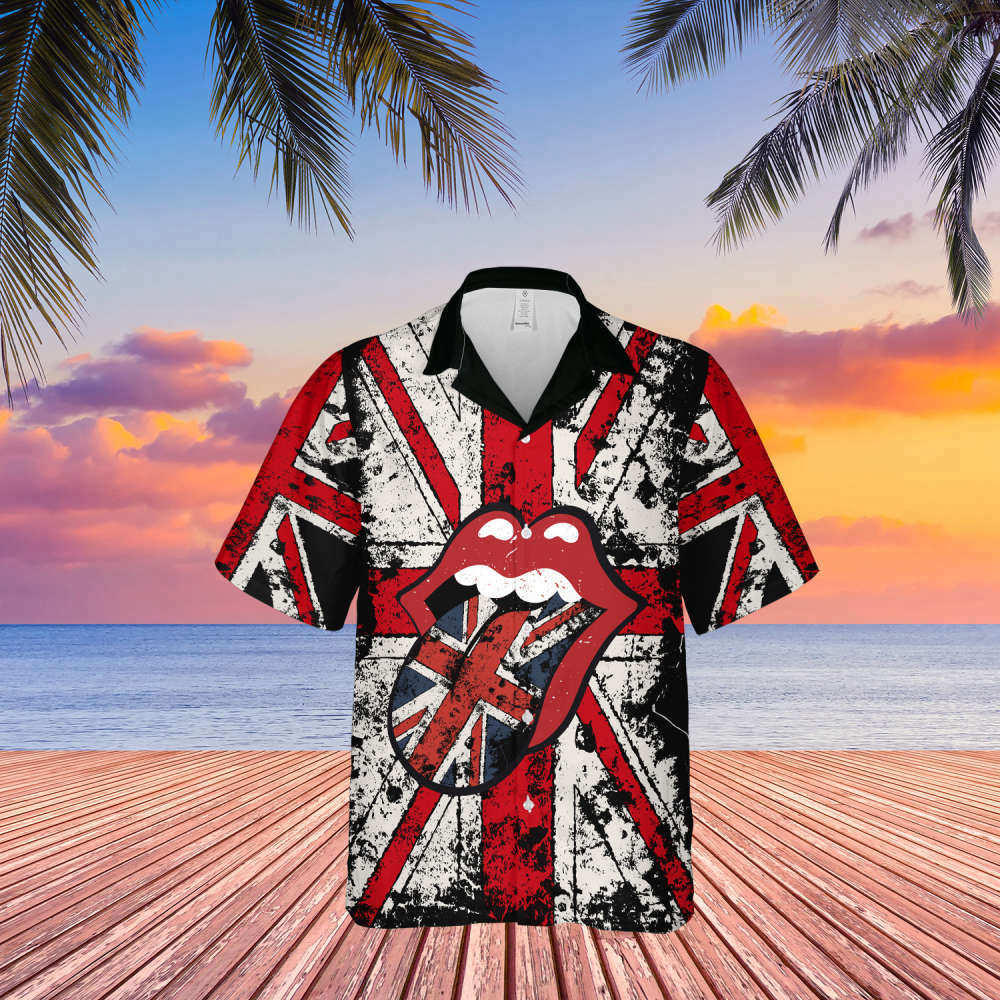 The Rolling Stones United Kingdoms Flag Pattern Hawaiian Shirt