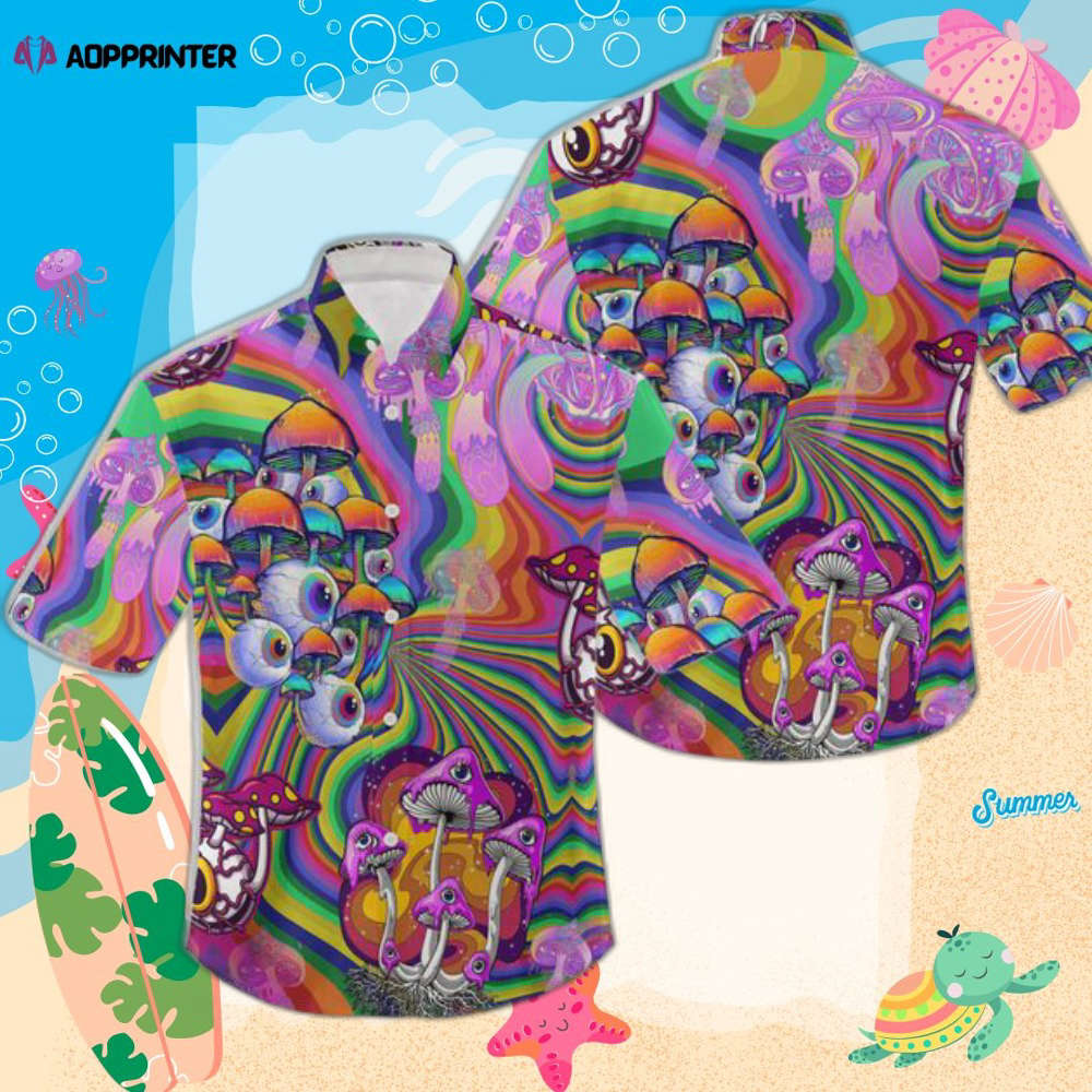 Trippy Mushroom Hawaiian Shirt Summer Trending