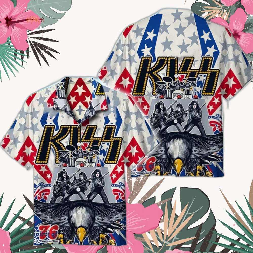 Kiss Eagle Hawaiian Shirt Independent gift July Father Day Gift 2023