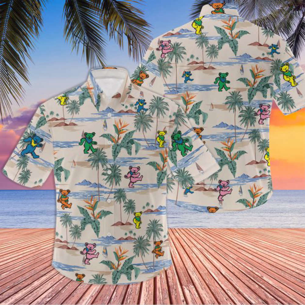 Hawaiian Shirt For Men Grateful Dead Dancing Bears Colors 3D Summer Hawaii Shirt