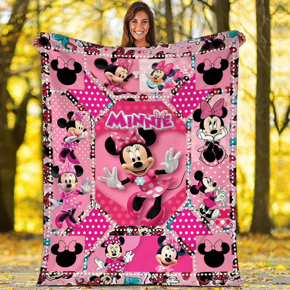 Custom Minnie Mouse Blanket, Minnie Mouse Minnie Mouse Blanket Quilt Bedding Set Sofa