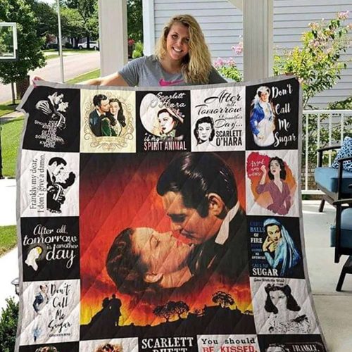 Gone With The Wind Fleece Blanket, Scarlett O’Hara Rhett Butler Blanket For Bed Couch Sofa, Gift for Fan, Fleece Quitl Blanket