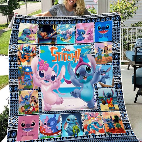 Personalized Stitch Quilt Fleece Blanket | Lilo and Stitch Fleece Blanket, Stitch Purple Birthday Party
