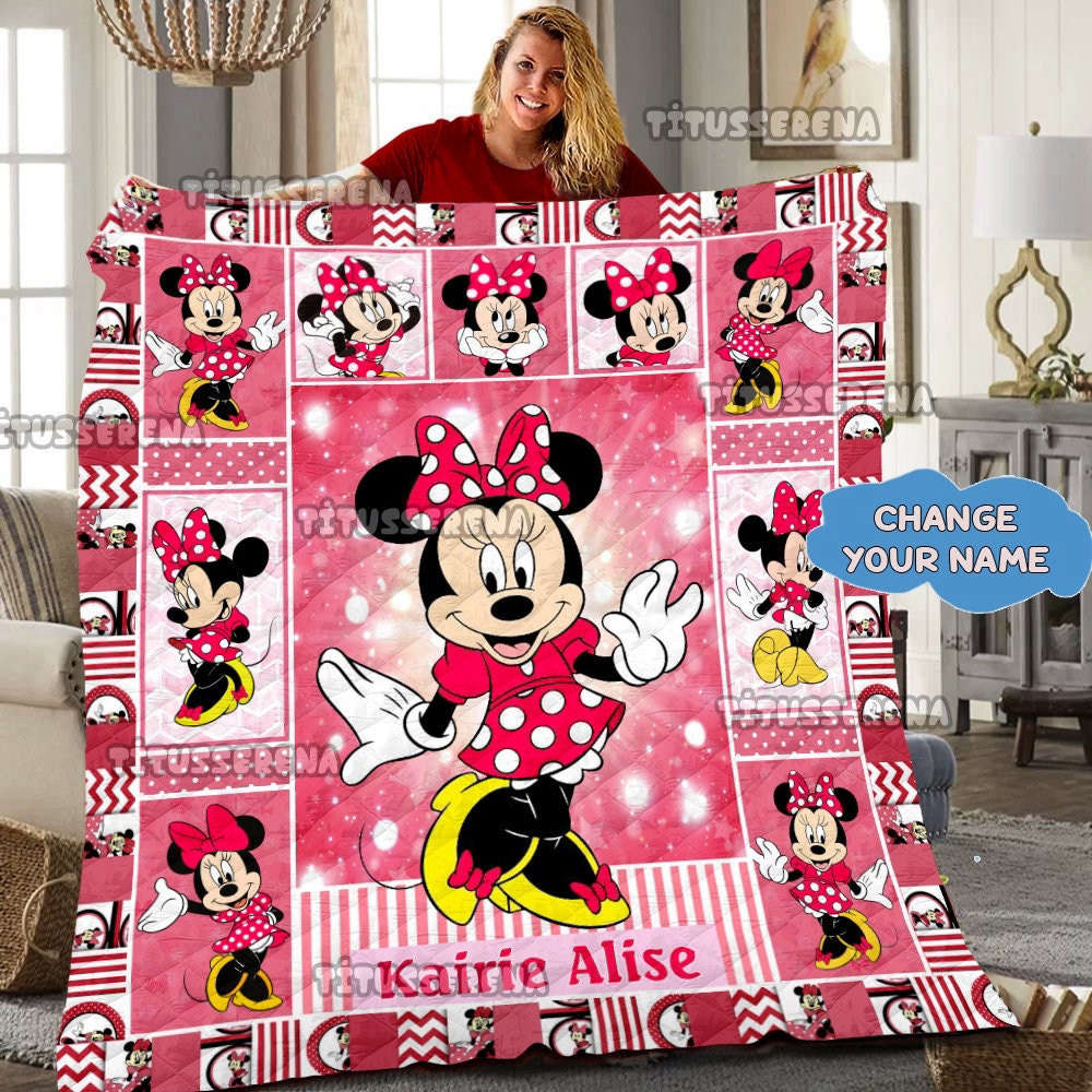 Personalized Disney Minnie Mouse Quilt | Minnie Mickey Blanket | Minnie Mouse Birthday Gifts | Disney Christmas