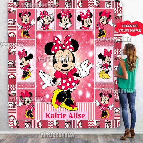 Personalized Disney Minnie Mouse Quilt | Minnie Mickey Blanket | Minnie Mouse Birthday Gifts | Disney Christmas