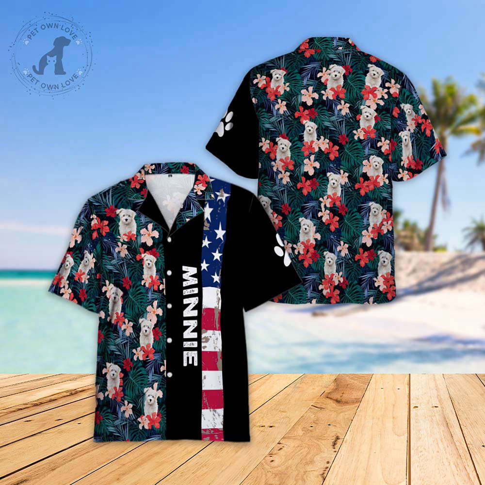 Custom Dog Hawaiian Shirt and Short with Pet Face Short Sleeve Hawaiian Shirt Honeymoon Anniversary Wedding