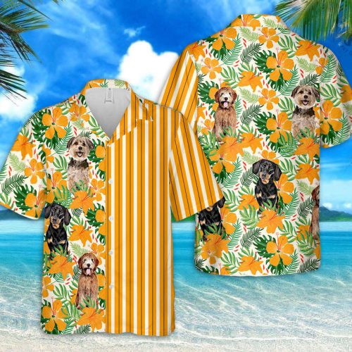 Fun And Festive Hawaiian Dog Shirt Mens With Bright Colors And Floral Design