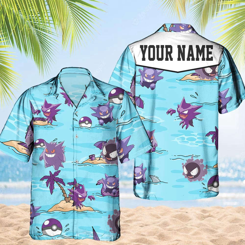 Custom Pokemon Tapu Koko Hawaiian Aloha Hawaii Shirt Anime Tapu Koko Button Up Shirt Matching Pokemon Ball Fans