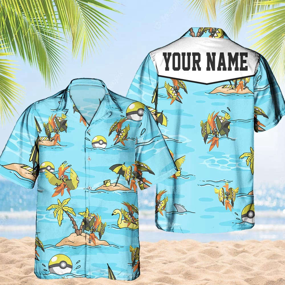 Custom Pokemon Tabu Lele Hawaiian Aloha Hawaii Shirt Anime Tabu Lele Button Up Shirt Matching Pokemon Ball Fans