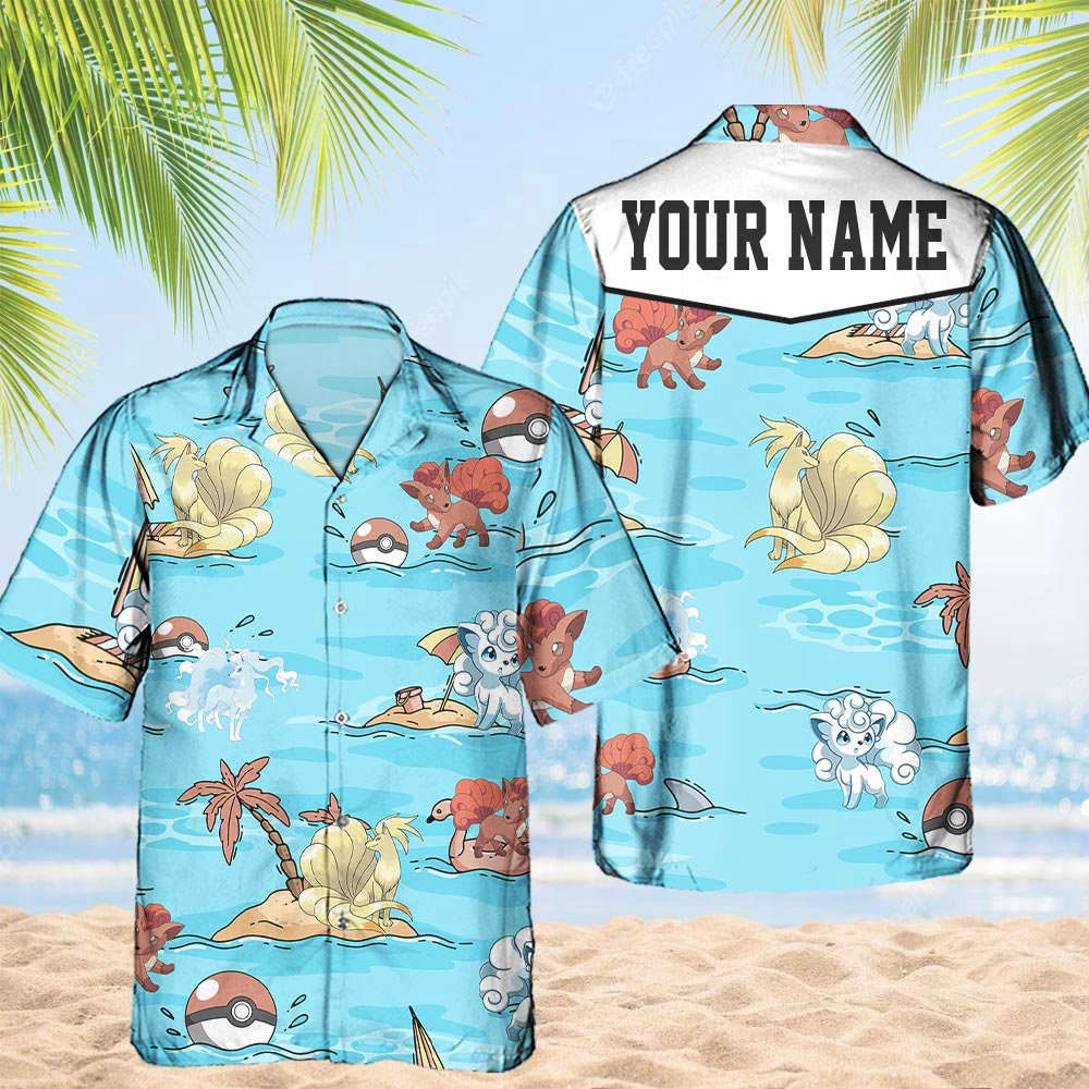 Custom Pokemon Blaziken Hawaiian Aloha Hawaii Shirt Anime Blaziken Button Up Shirt Matching Pokemon Ball Fans