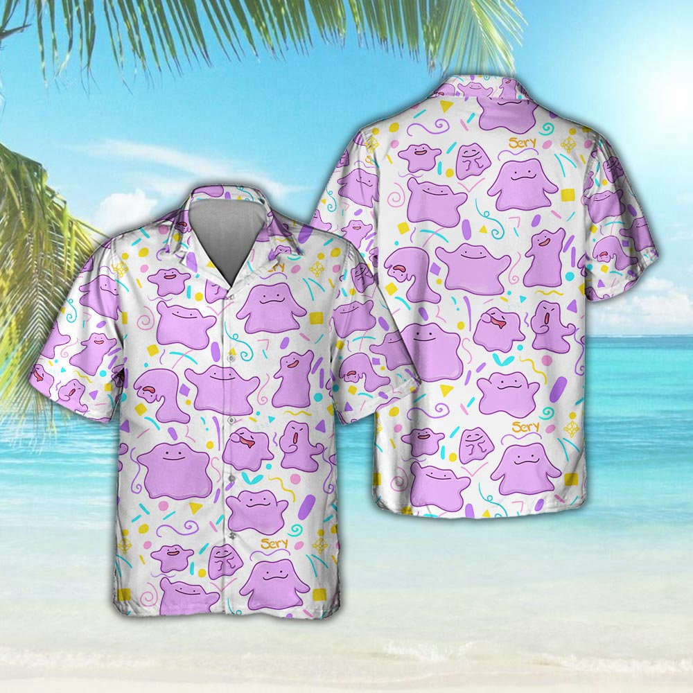 Pokemon Hawaii Shirt Ditto Button Up Pikachu Summer Vacation Beach Family Shirt Summer Beach Best Gift