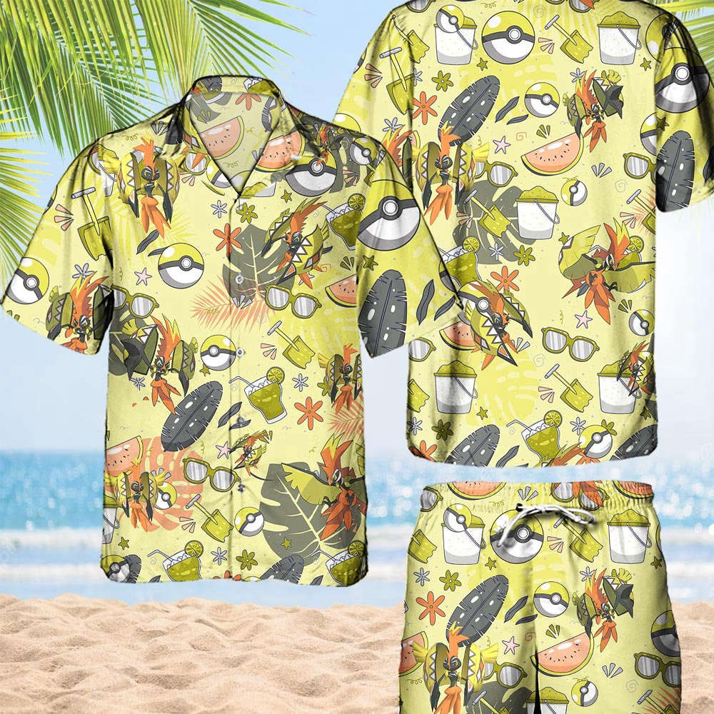 Pokemon Tapu Koko Hawaiian Pattern Hawaii Shirt Aloha Anime Tapu Koko Button Up Shirt  Gifts For Pokemon Ball Fans