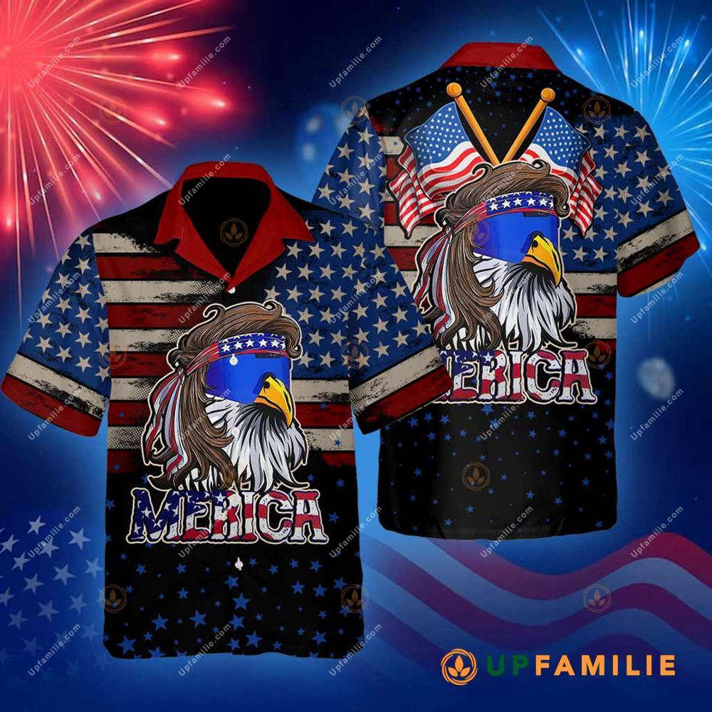 Eagle Hawaiian Shirt Merica Mullet Eagle Independence Day Cool Hawaiian Shirts