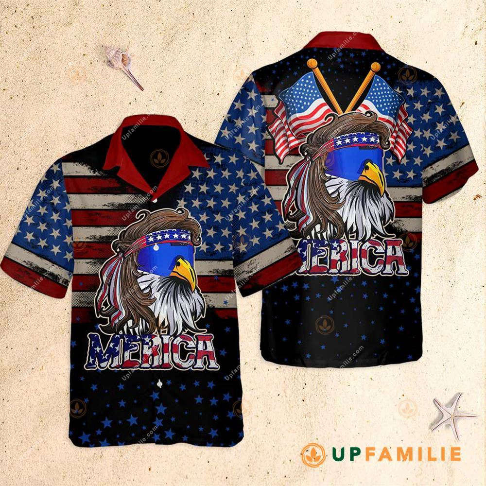 Eagle Hawaiian Shirt Merica Mullet Eagle Independence Day Cool Hawaiian Shirts