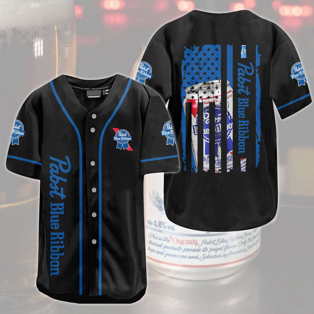 Pabst Blue Ribbon Flag Baseball Jersey: Patriotic Athletic Wear for True Fans