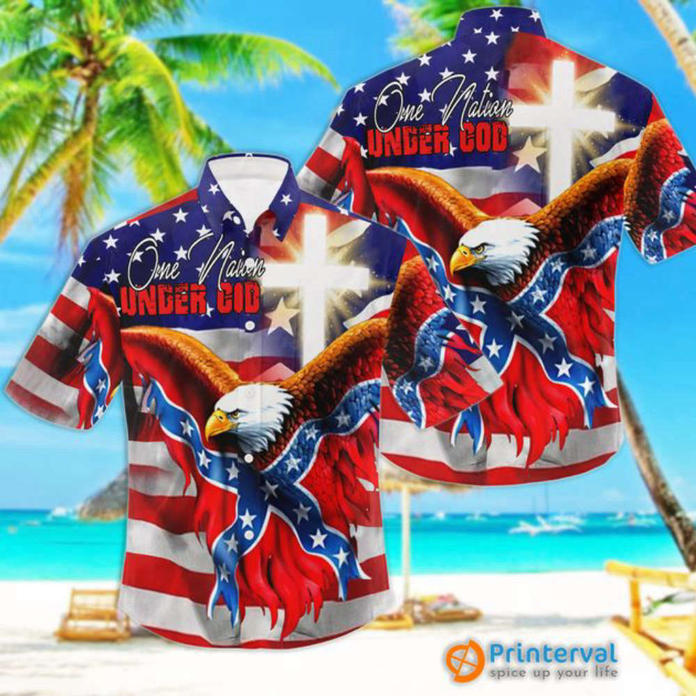 American Eagle US Flag Hawaiian Shirt