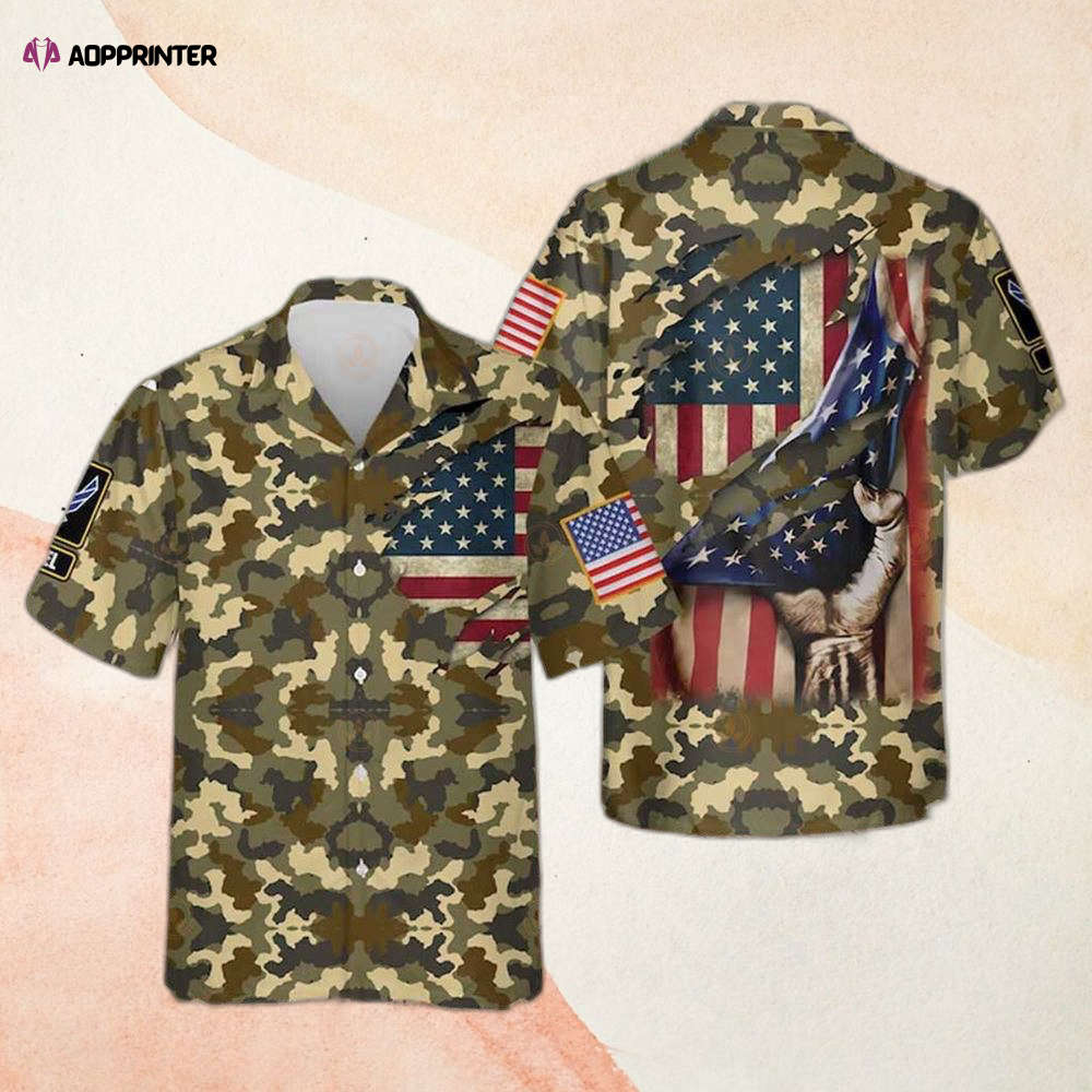 American Flag Air Force Army Camouflage Hawaiian Shirt