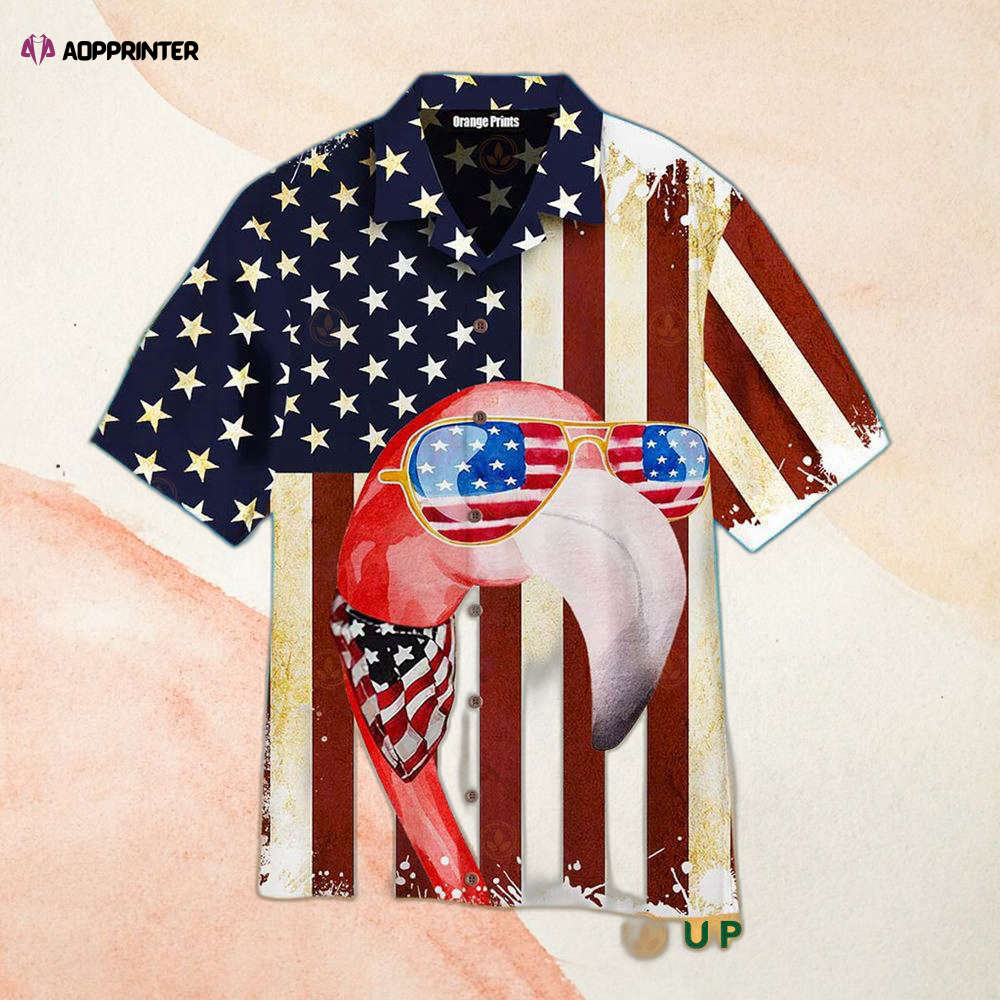American Flag American Flag Flamingo Hawaiian Shirt
