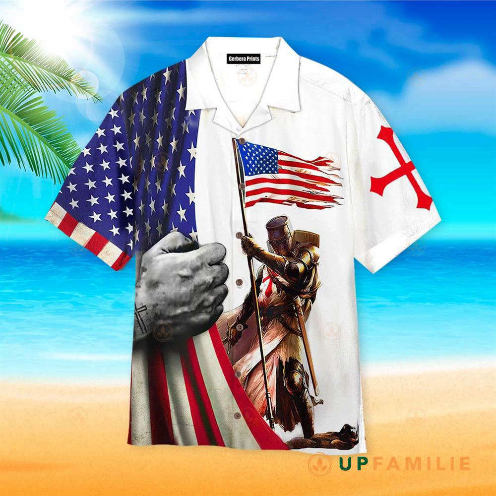 American Flag American Flag White Aloha Cool Hawaiian Shirt