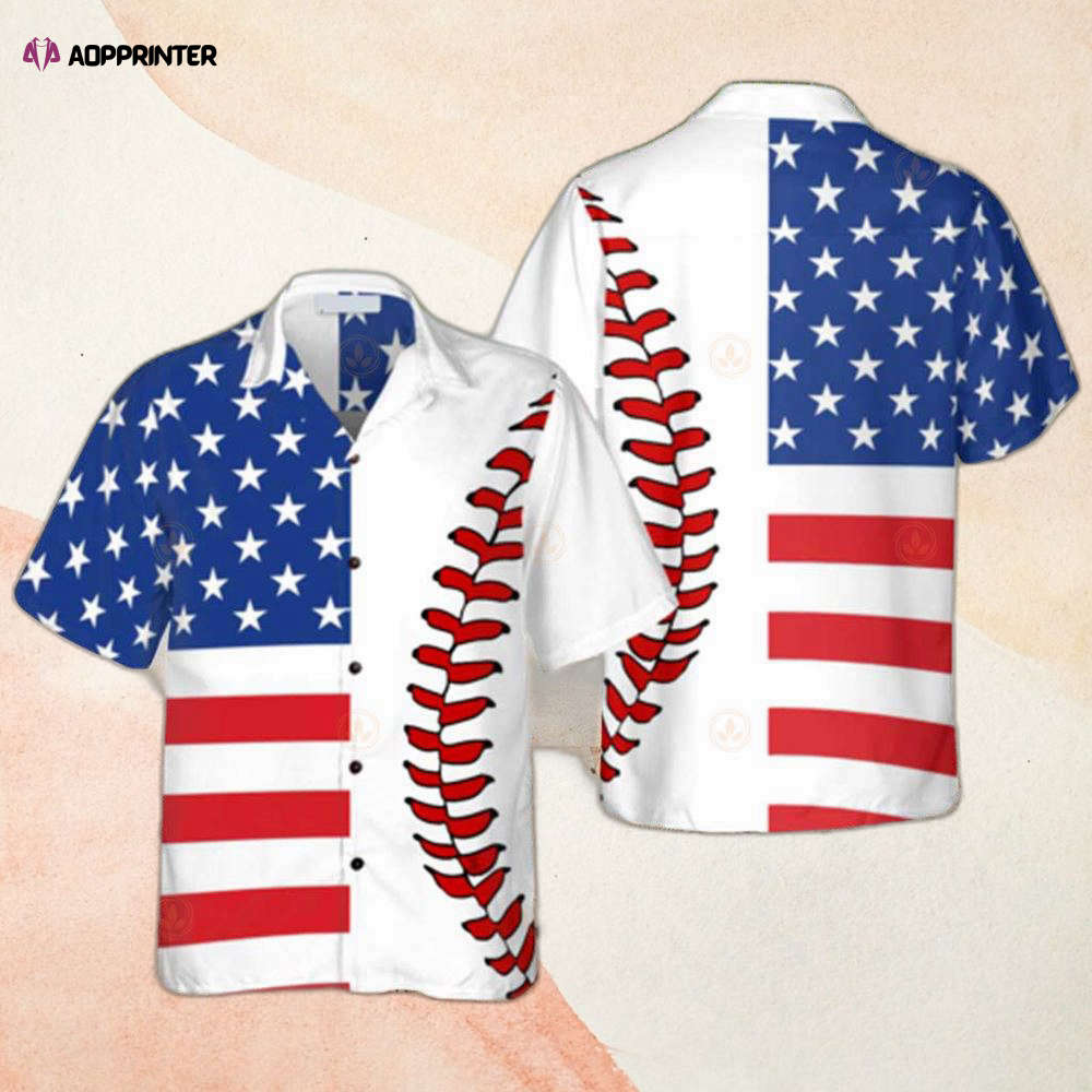 American Flag Baseball Usa Flag Cool Hawaiian Shirt