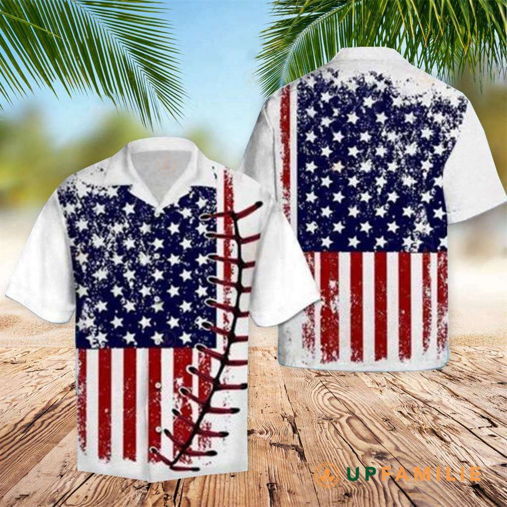 American Flag Baseball Usa Flag Cool Hawaiian Shirt