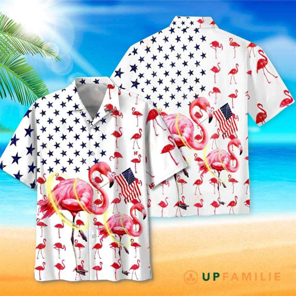 American Flag Beautiful Flamingo Happy 4th Of July Cool Hawaiian Shirt