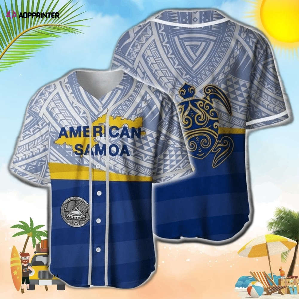 American Samoa Blue Pattern Baseball Jersey