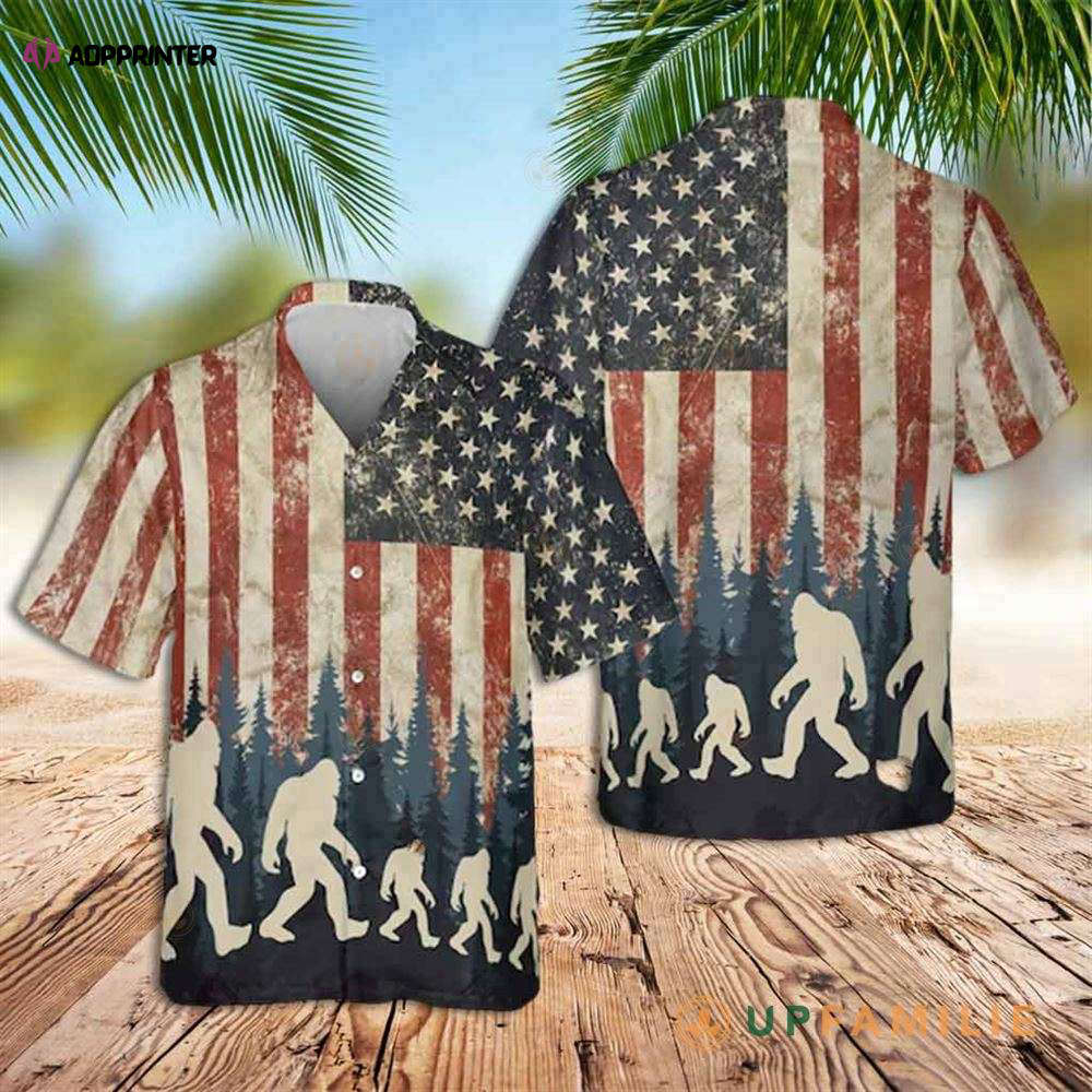 Bigfoot Bigfoot Patriotic Independence Day Hawaiian Shirt