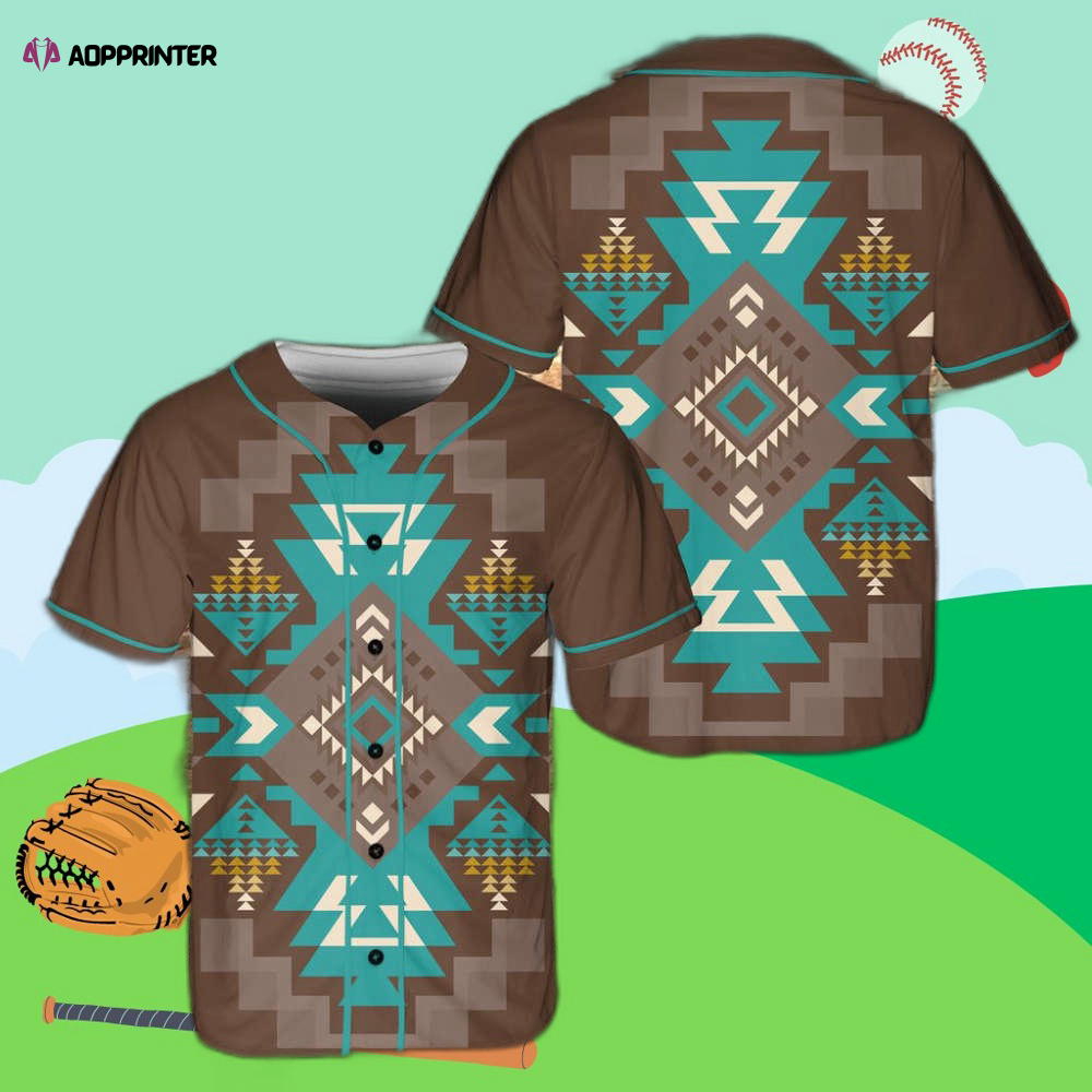 Red Pattern Tribal Native Baseball Jersey