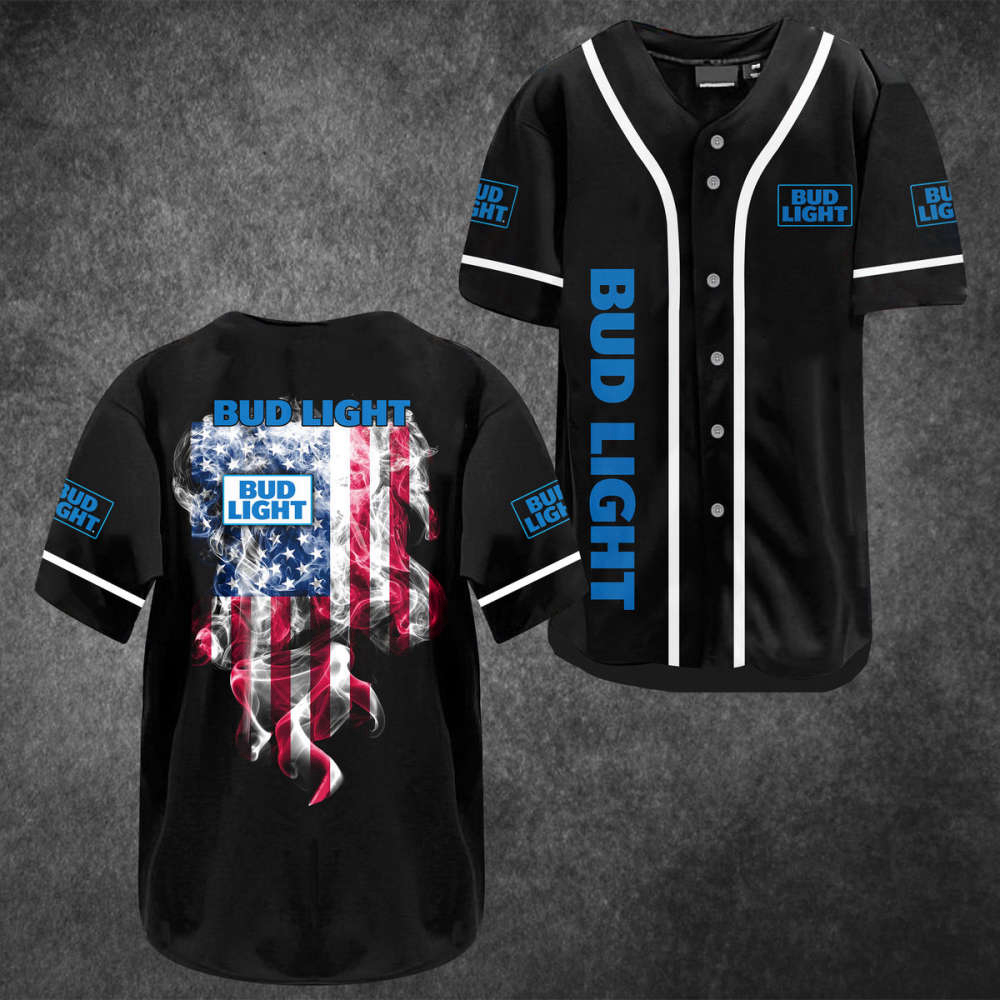 Bud Light Smoke Flag Baseball Jersey – Stylish & Patriotic Apparel