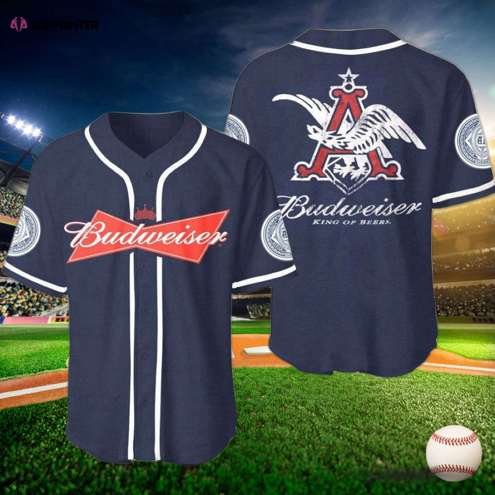 Budweiser King of Beers Baseball Jersey: Premium Quality & Style – Shop Now!