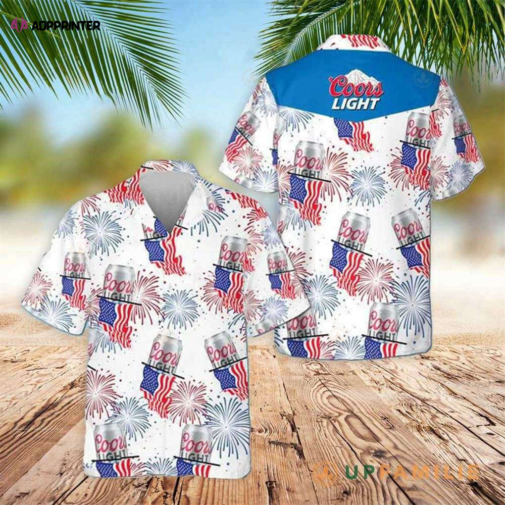 Red White And Blue Parrot Firework Independence Day Hawaiian Shirt