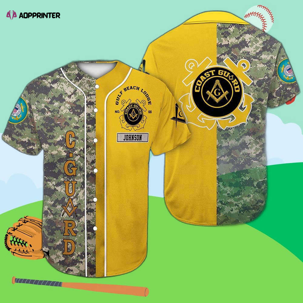 Custom Coast Guard Freemasonry Baseball Jersey – Personalized & Stylish